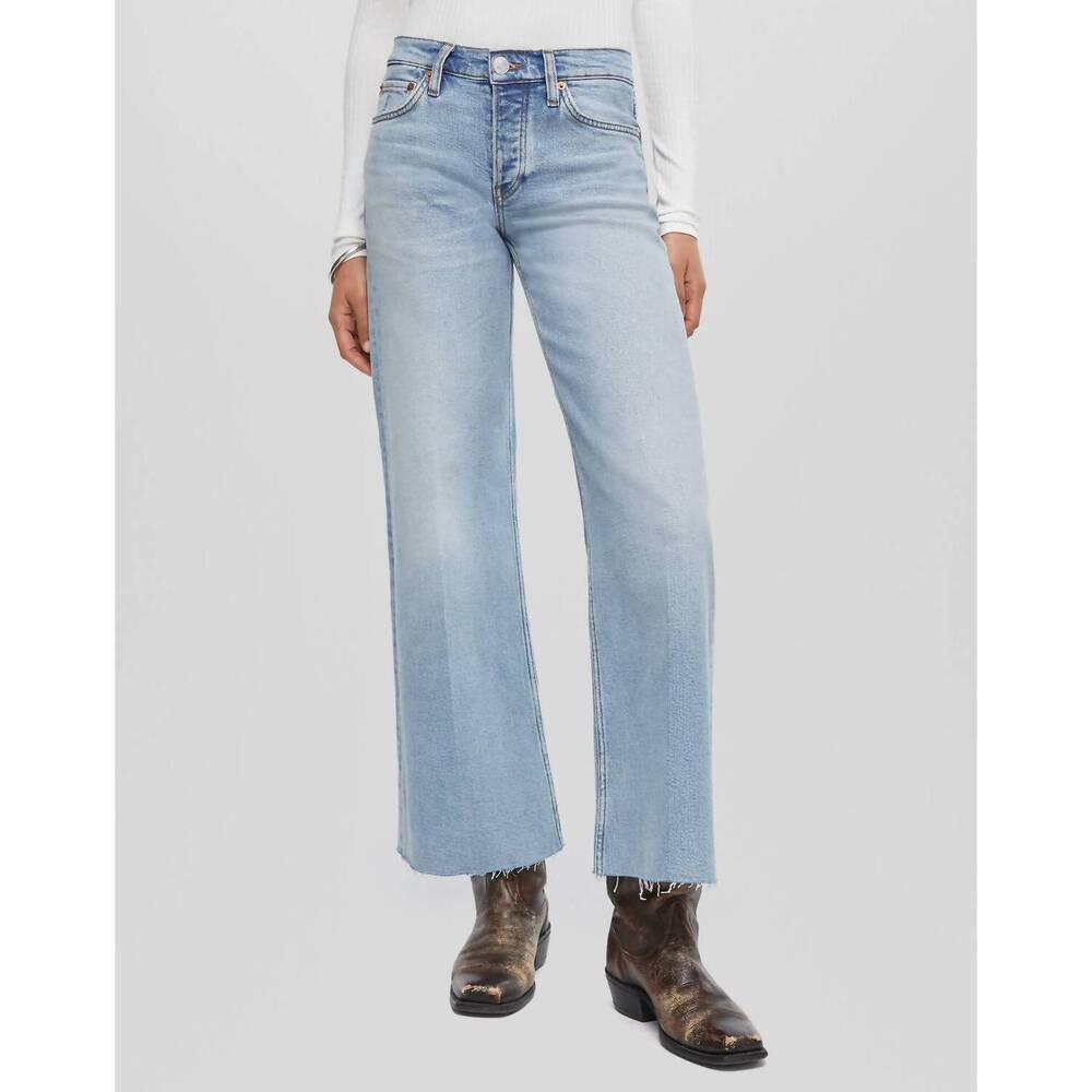 NEW RE/DONE mid rise wide leg crop jeans in undertow wash